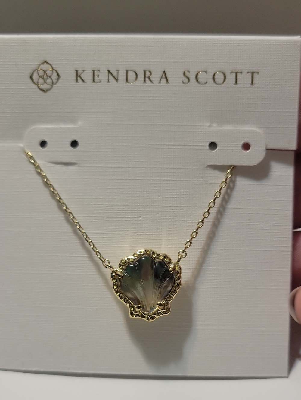 Kendra Scott Gold Necklace with Iridescent Shell Pendant